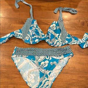 Tommy Bahama Blue and White Bikini Set